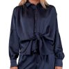NEO NOIR - NAJA SATIN SKJORTE | MIDNIGHT BLUE