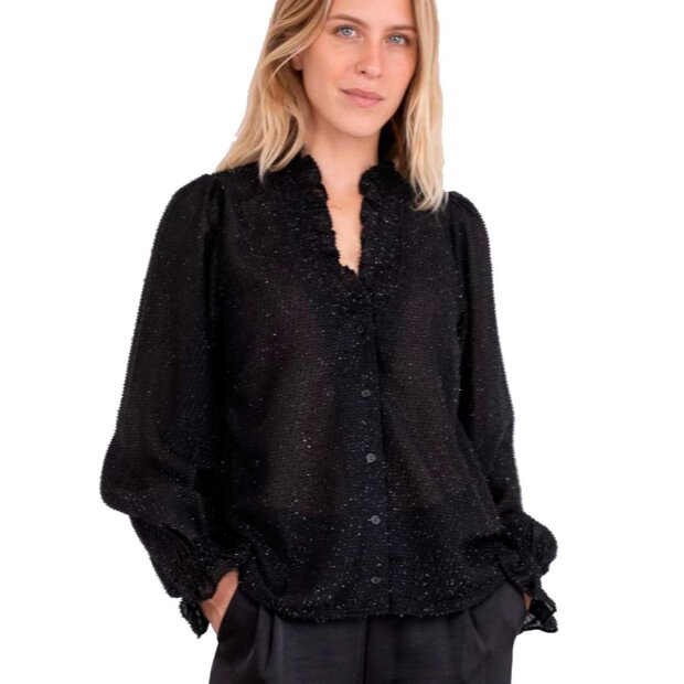 NEO NOIR - BRIELLE GLITTER BLUSE | SORT