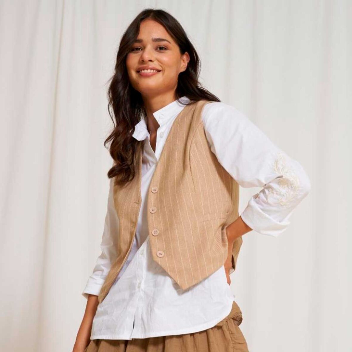 Marta Pam Vest - Beige/Blue