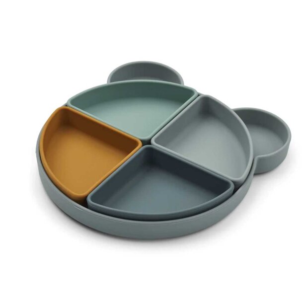 LIEWOOD - ARNE DIVIDER PLATE | MR BEAR BLUE FOG MULTI MIX
