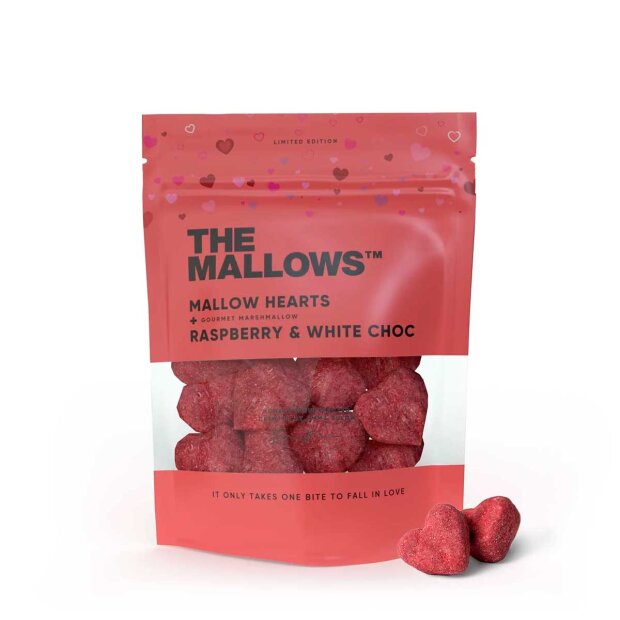 THE MALLOWS - MALLOW HEARTS 90G | RASPBERRY