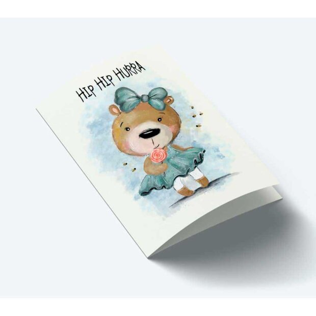Billede af A7 Kort 7,5x10,5 Cm | Hip Hip Hurra Pige Fra Mouse & Pen