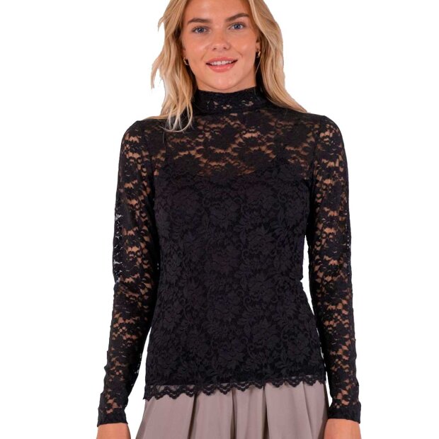 NEO NOIR - LIZA LACEFLOWER BLUSE | SORT