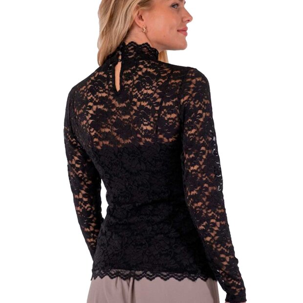 NEO NOIR - LIZA LACEFLOWER BLUSE | SORT