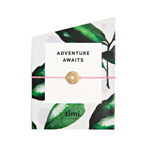 Billede af Timi Of Sweden Armbånd | Adventure Awaits M/pink Snor Fra Timi Of Sweden