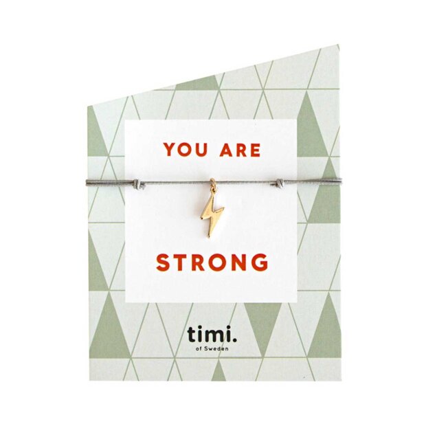 Timi Of Sweden Armbånd | You Are Strong M/grå Snor Fra Timi Of Sweden