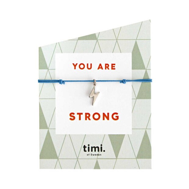 Timi Of Sweden Armbånd | You Are Strong M/blå Snor Fra Timi Of Sweden