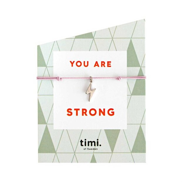 Timi Of Sweden Armbånd | You Are Strong M/pink Snor Fra Timi Of Sweden