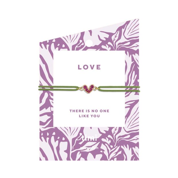 Billede af Timi Of Sweden Armbånd | Love M/grøn Snor Fra Timi Of Sweden