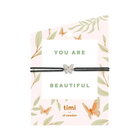 TIMI OF SWEDEN - TIMI OF SWEDEN ARMBÅND | YOU ARE BEAUTIFUL M/SORT SNOR