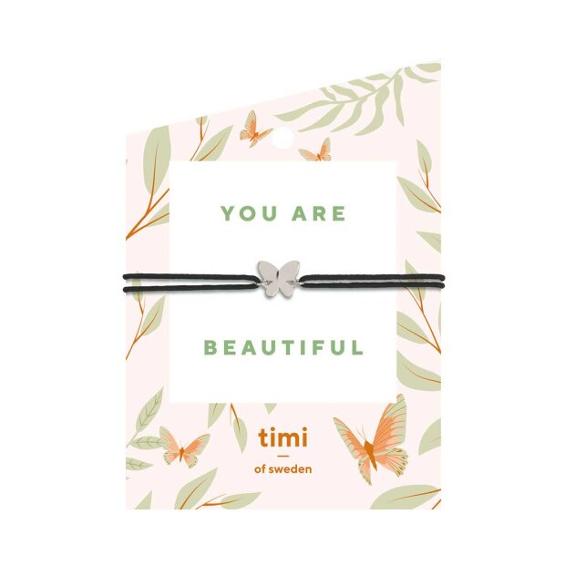 Timi Of Sweden Armbånd | You Are Beautiful M/sort Snor Fra Timi Of Sweden
