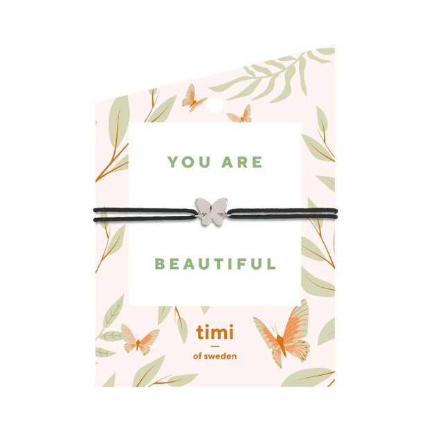 Billede af Timi Of Sweden Armbånd | You Are Beautiful M/sort Snor Fra Timi Of Sweden