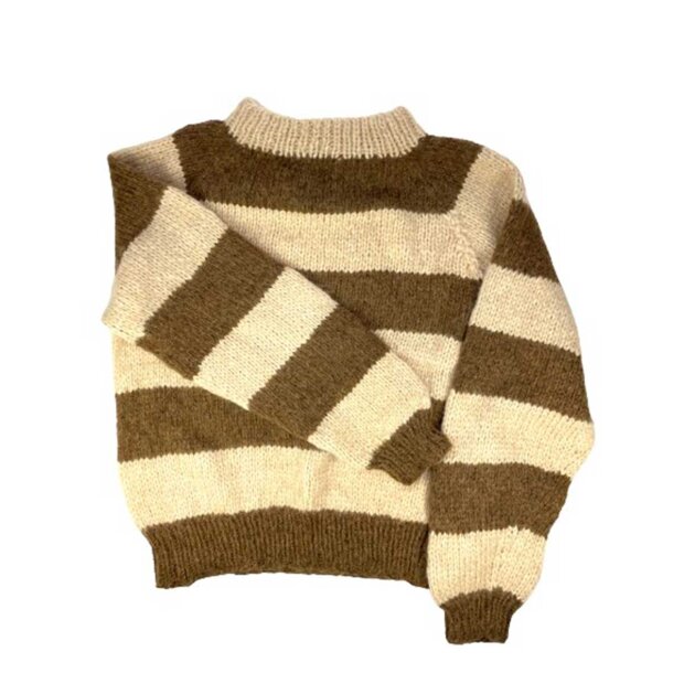 Billede af Stribet Alpaca Sweater No Waste | Brun Fra Coffee Beanies