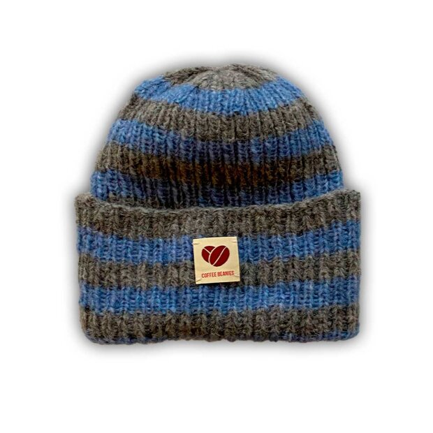 Billede af Stribet Sky Beanie | Pei Blå Fra Coffee Beanies