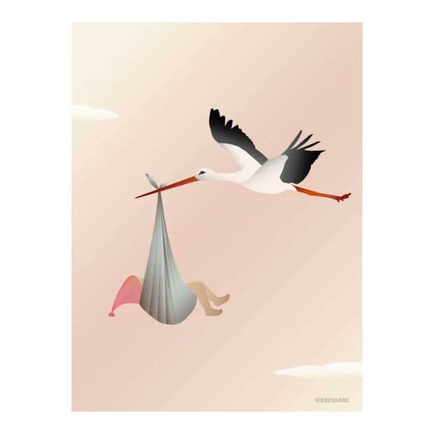 Billede af Anledningskort A6 | Stork Rosa Fra Vissevasse