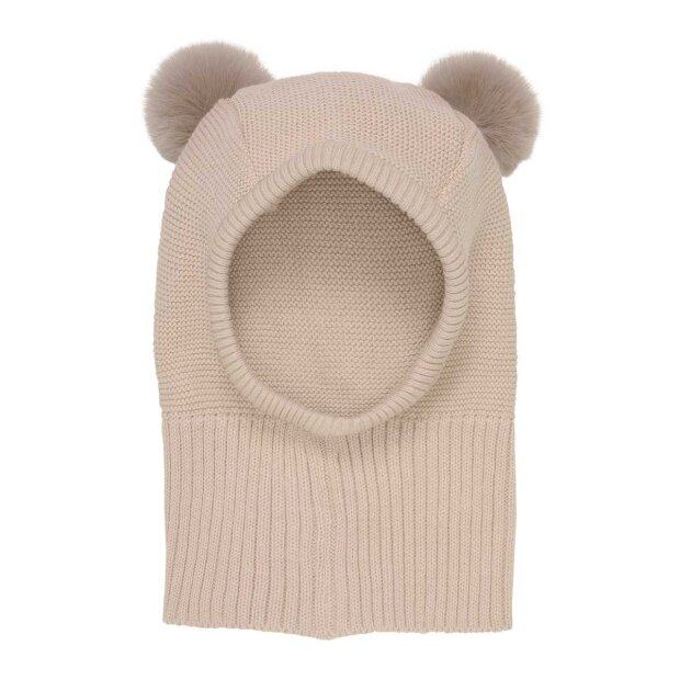 Billede af Balaclava M/pompomer | Light Camel Fra Huttelihut