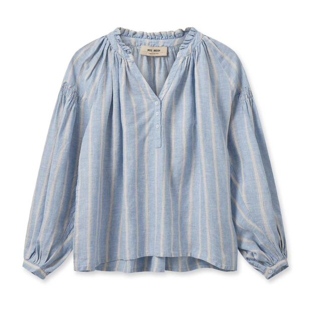 Safi Striped Linen Skjorte | Cashmere Blue Fra Mos Mosh