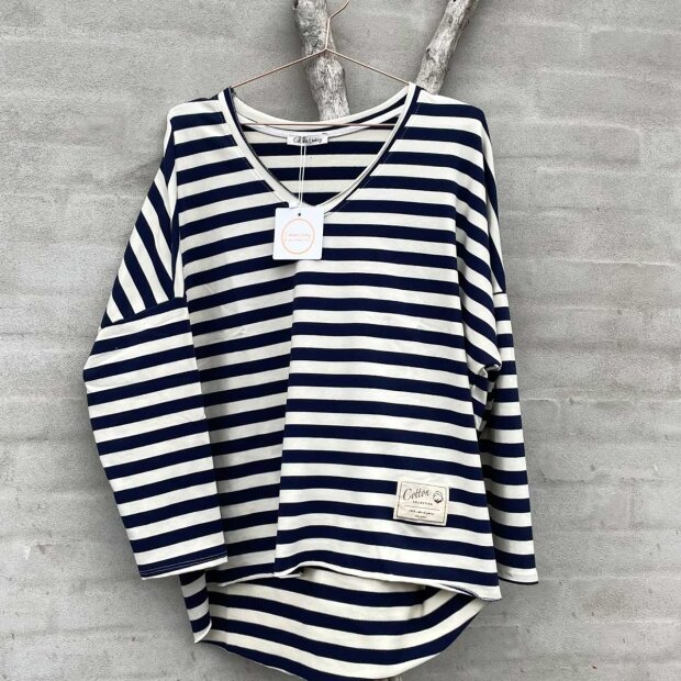 Billede af Garda Bluse | Navy/hvid Fra Cabana Living