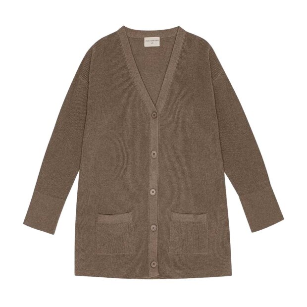 Billede af Jenka Rib Knit Cardigan | Taupe Melange Fra Moshi Moshi Mind