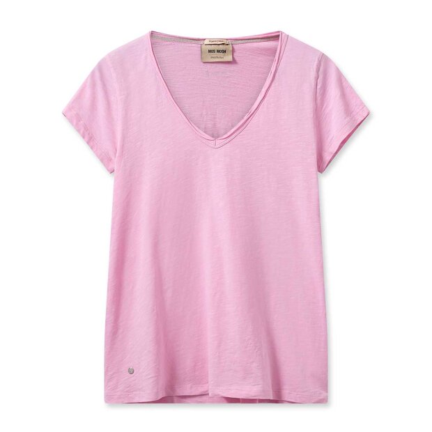 5: Tulli V-ss Basic T-shirt | Begonia Pink Fra Mos Mosh