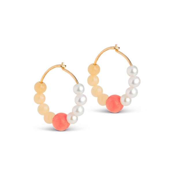 Billede af Kalea Hoop Øreringe | Forgyldt M/orange & Lys Gul Fra Enamel Copenhagen
