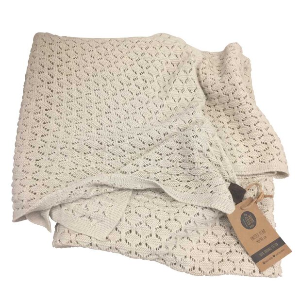 Billede af Strikket Plaid 140x160 Cm - Square | Beige Fra By Lohn