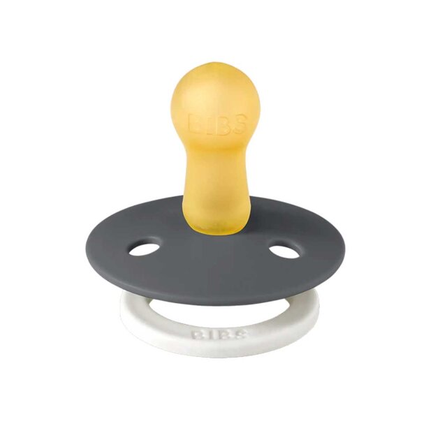 BIBS - 2-PAK GLOW - RUND - STR. 2 | IRON/BABY BLUE