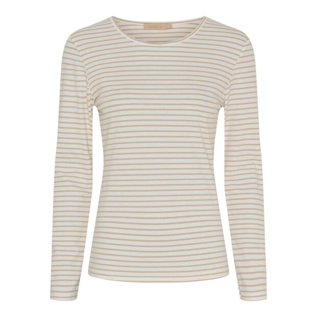 Billede af Nancy T-shirt M/lange Ærmer | Beige/hvid Fra Marta Du Chateau
