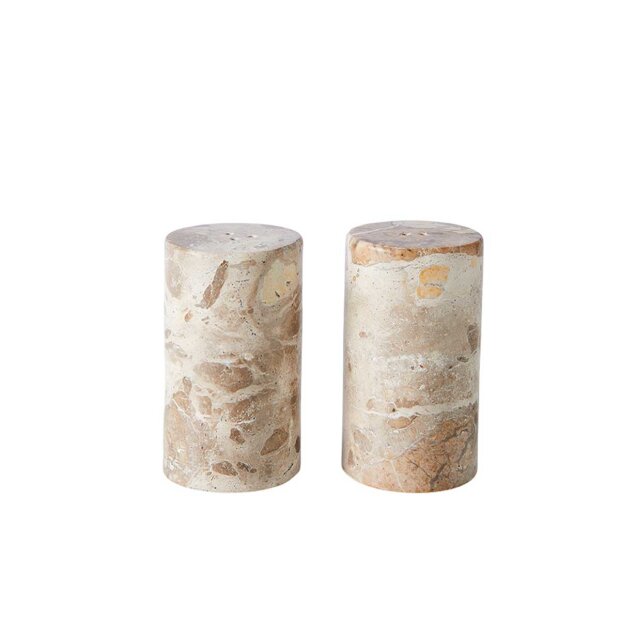 6: Vita Salt/peber Sæt I Marmor 4,5x8,5 Cm | Seashell Fra Muubs