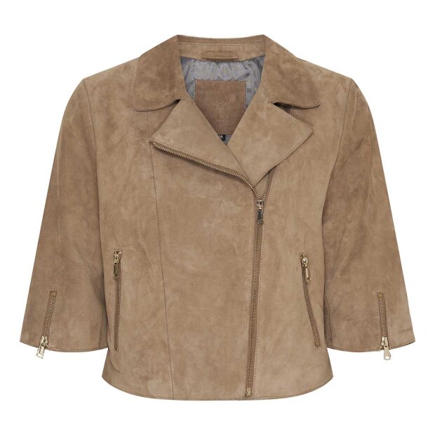 Billede af Cropped Ruskindsjakke | Dark Stone M/lys Guld Detaljer Fra Notyz