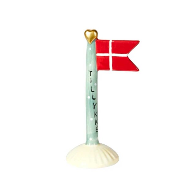 Billede af Keramikflag Tillykke 14 Cm | Turkis Prik Fra Speedtsberg