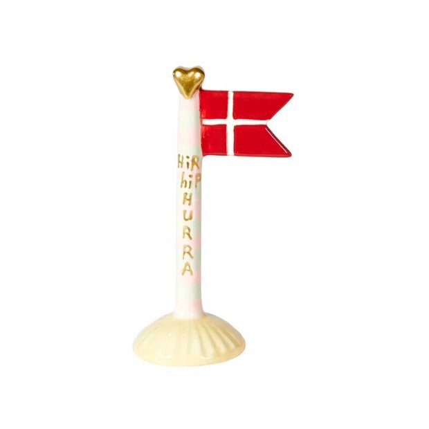 Billede af Keramikflag Hurra 14 Cm | Rosa Strib Fra Speedtsberg
