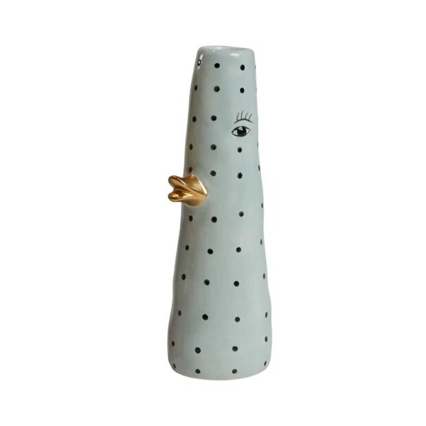 Billede af Keramikvase M/and 5x16 Cm | Sort Prik Fra Speedtsberg