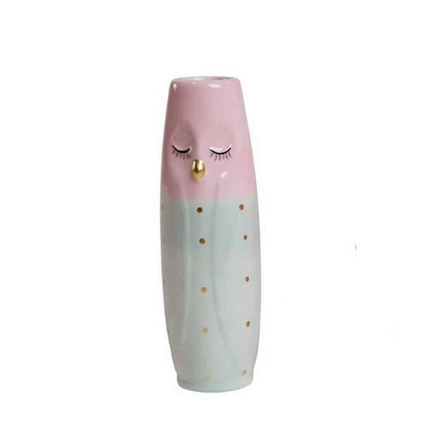 Billede af Keramikvase M/ugle 6x17 Cm | Guld Prik Fra Speedtsberg