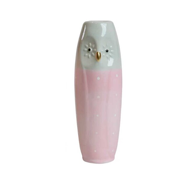 Billede af Keramikvase M/ugle 6x17 Cm | Hvid Prik Fra Speedtsberg