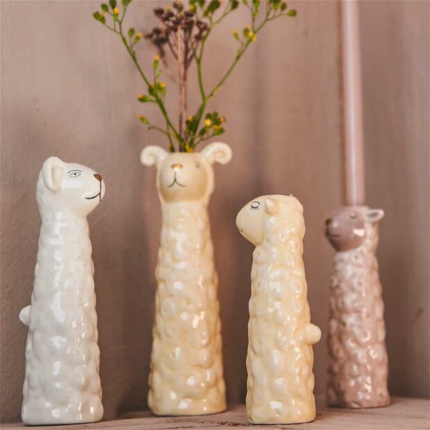 SPEEDTSBERG - KERAMIKVASE M/FÅR 15 CM | GRÅ