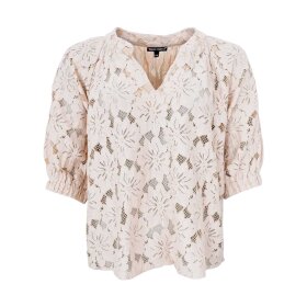 BLACK COLOUR - NELLY FLOWER PUFF BLUSE | CHAMPAGNE