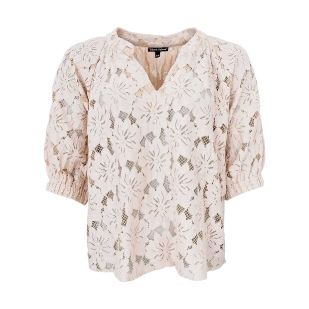BLACK COLOUR - NELLY FLOWER PUFF BLUSE | CHAMPAGNE