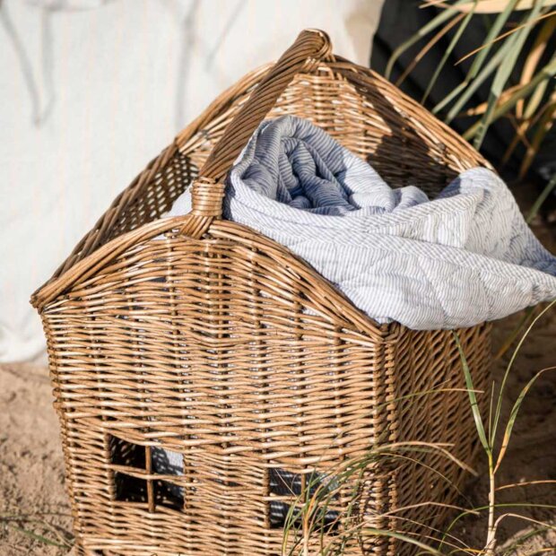 IB LAURSEN - STRIBET QUILT 130X180 | HVID/BLÅ