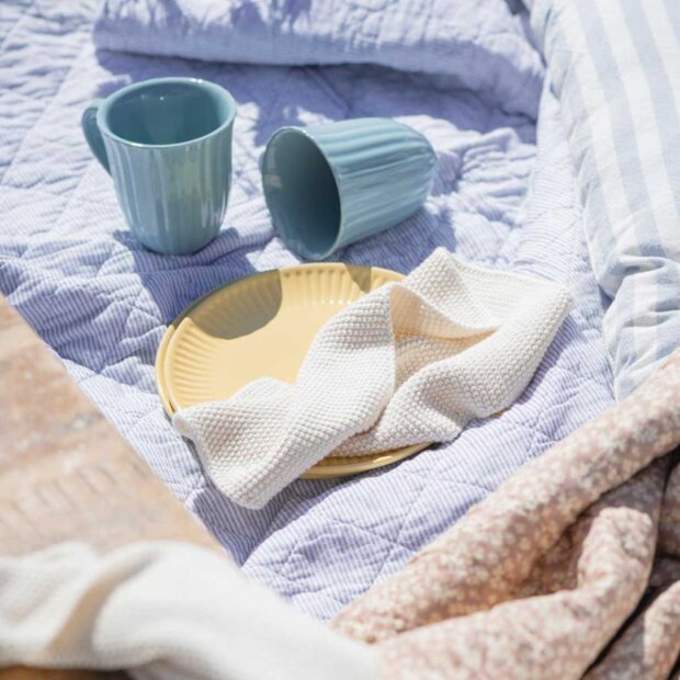 IB LAURSEN - STRIBET QUILT 130X180 | HVID/BLÅ