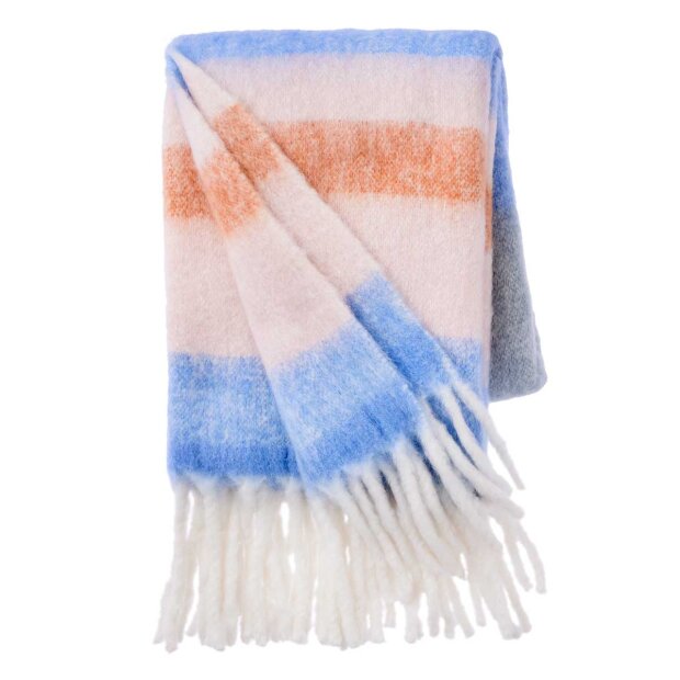 Billede af Mathea Uldplaid 130x170cm | Striped Sea Blue Fra Cozy Living