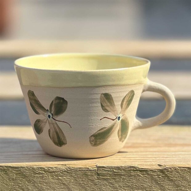 Billede af Kop M/hank H7xd10 Cm | Firkløver/gul Fra Stinemei Keramik