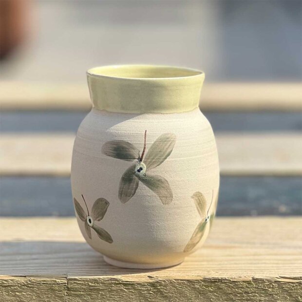 Billede af Mellem Vase H7xd6,5 Cm | Firkløver/gul Fra Stinemei Keramik