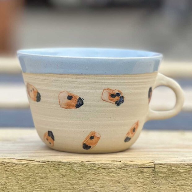 Billede af Kop M/hank H7xd10 Cm | Blomsterblad/blå Fra Stinemei Keramik