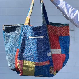 RELOVE AND ROSES - KANTHA BIG TOTE BAG 70X45X22 CM | PATCHWORK