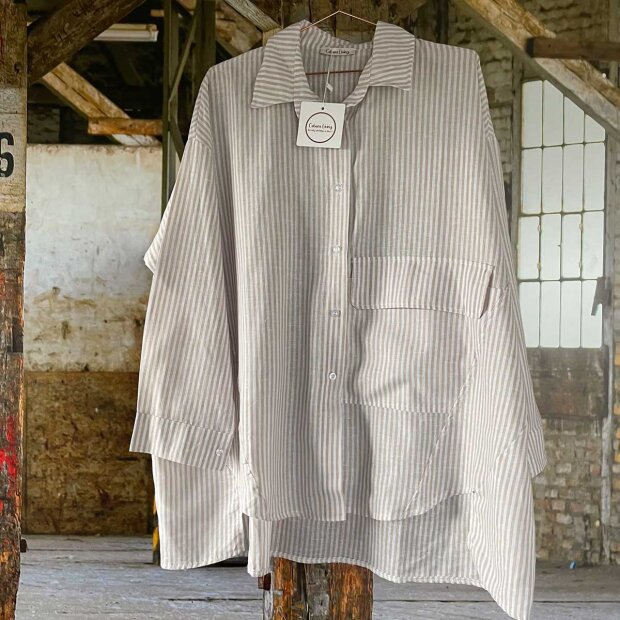 Billede af Osaka Skjorte | Beige Stripe Fra Cabana Living