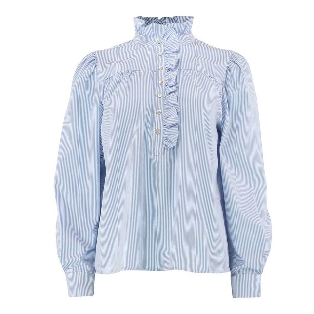 Billede af Arianna Stripe Bluse | Blå Fra Continue Copenhagen