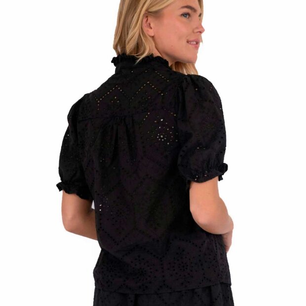 NEO NOIR - ODESA EMBROIDERY BLUSE | SORT