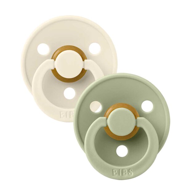 BIBS - 2-PAK - RUND - STR.1 | IVORY/SAGE