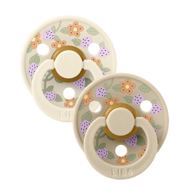 BIBS - 2-PAK - LIBERTY - RUND - STR.2 | STRAWBERRIES/CREAM